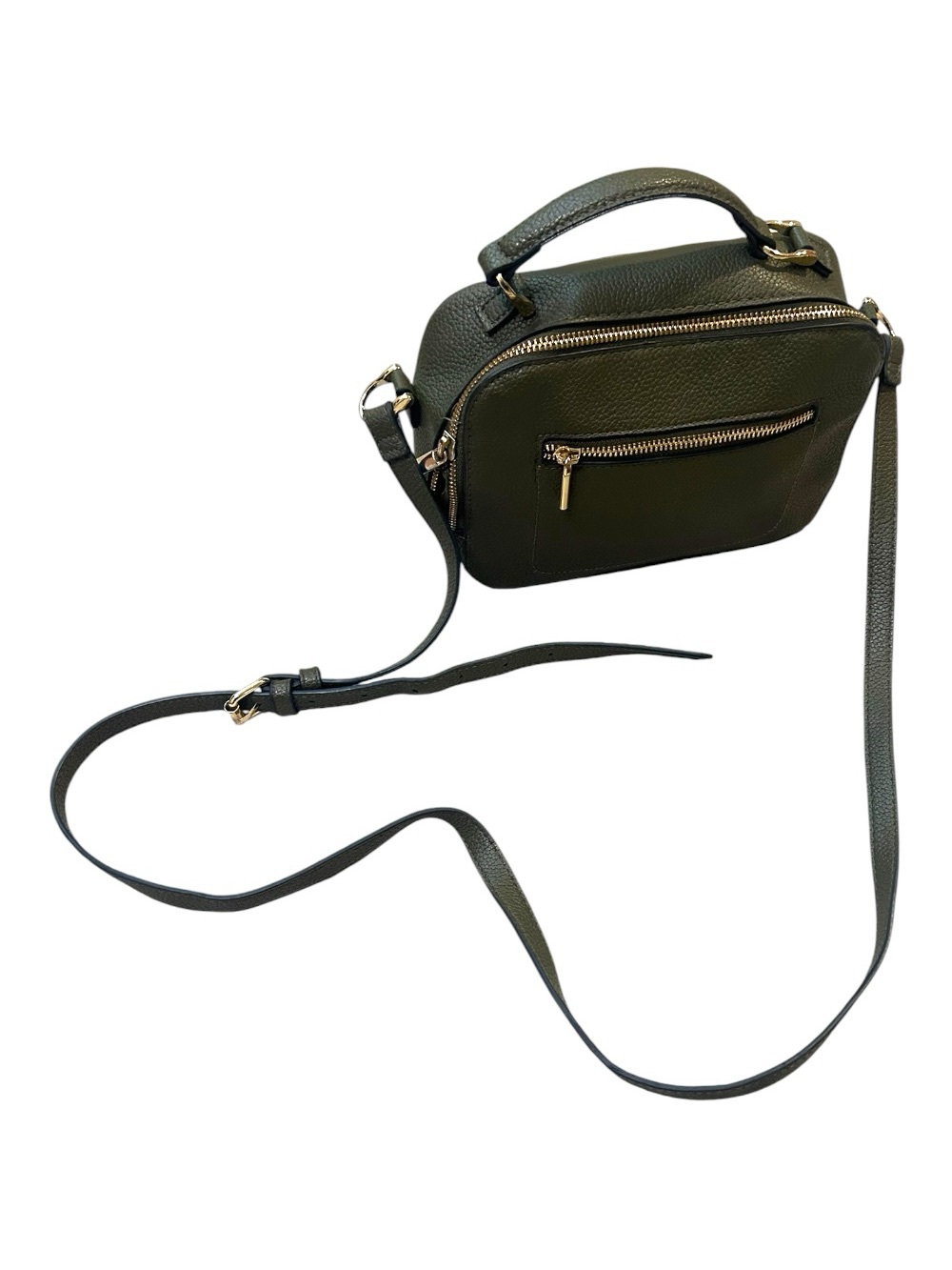 a new day Olive Green Pebbled Leather Crossbody with Top Handle